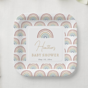 Assiettes En Carton Baby shower arc-en-ciel Boho