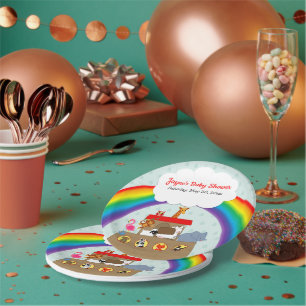 Assiettes En Carton Baby shower arc-en-ciel de Noah