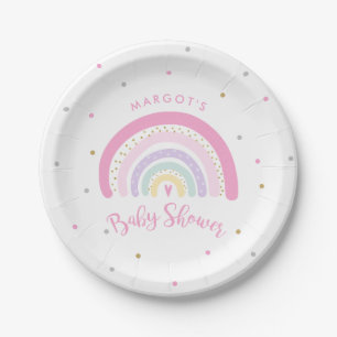 Assiettes En Carton Baby shower arc-en-ciel Pastel