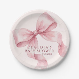 Assiettes En Carton Baby Shower Arc-en-Ciel Rose Élégant à l'Aquarelle