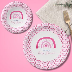 Assiettes En Carton Baby shower arc-en-ciel rose moderne