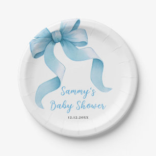 Assiettes En Carton Baby Shower Arc-en-Ciel Ruban Coquette Bleu