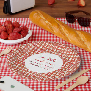 Assiettes En Carton Baby Shower automnal Tartan Rouge