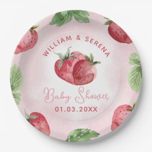 Assiettes En Carton Baby shower aux fraises roses