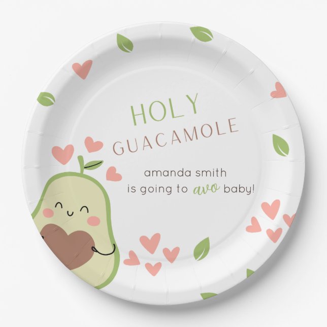 Assiettes En Carton Baby shower Avocado, Petite fille, mignonne Avocad (Devant)