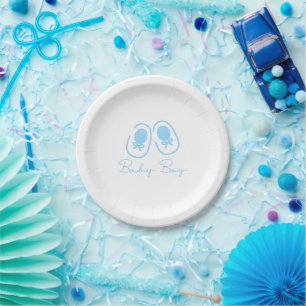 Assiettes En Carton Baby Shower Baby Boy Blue Shoes