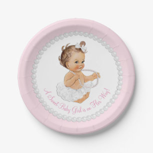 Assiettes En Carton Baby Shower Ballerine Perle Rose