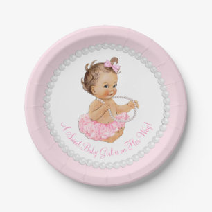 Assiettes En Carton Baby Shower Ballerine Perle Rose
