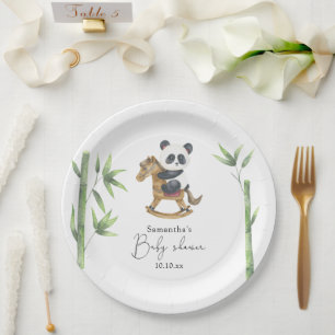 Assiettes En Carton Baby shower bambou et ours de panda