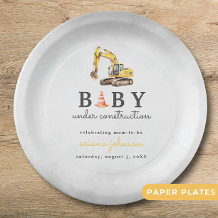 Assiettes En Carton Baby shower bébé en construction