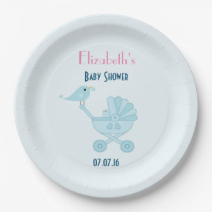 Assiettes En Carton Baby shower Bébé et maman Bluebirds