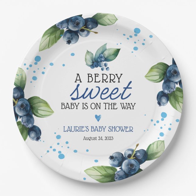 Assiettes En Carton Baby shower Berry Sweet Blueberry (Devant)