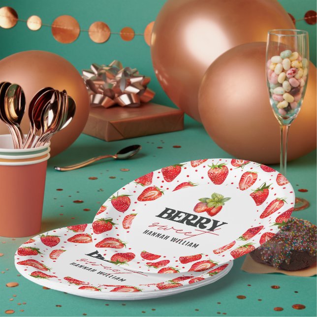 Assiettes En Carton Baby shower Berry Sweet Strawberries (Multi)
