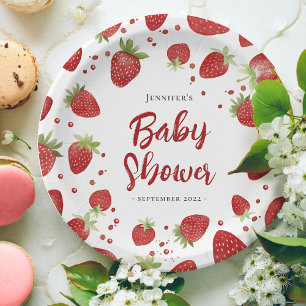 Assiettes En Carton Baby shower Berry Sweet Strawberry