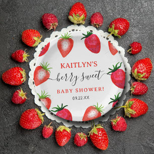 Assiettes En Carton Baby shower Berry Sweet Strawberry