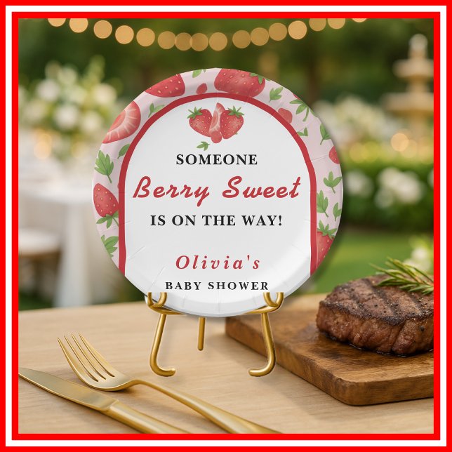 Assiettes En Carton Baby shower Berry Sweet Strawberry (Créateur téléchargé)
