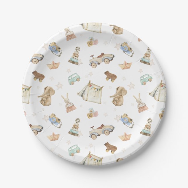 Assiettes En Carton Baby shower blanc Boho neutre pour les femmes (Devant)
