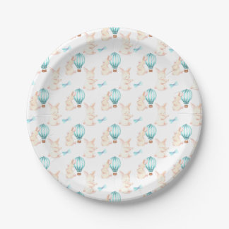 Assiettes En Carton Baby shower bleu Bunny Dreams