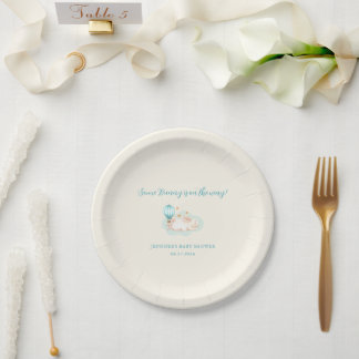 Assiettes En Carton Baby shower bleu Bunny Dreams