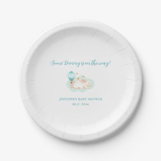 Assiettes En Carton Baby shower bleu Bunny Dreams