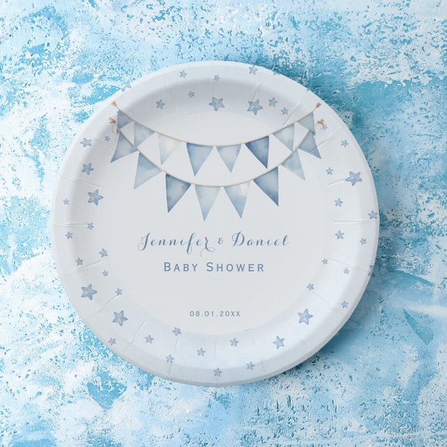 Assiettes En Carton Baby shower bleu clair étoile Garland (Créateur téléchargé)
