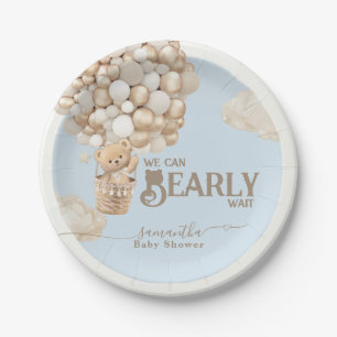 Assiettes En Carton Baby shower Bleu Garçon Ours Teddy