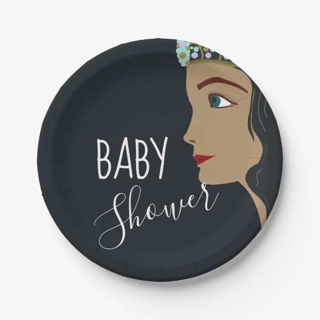 Assiettes En Carton Baby shower bleu princesse (Devant)