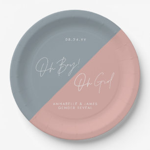 Assiettes En Carton baby shower bleu, sexe révéler