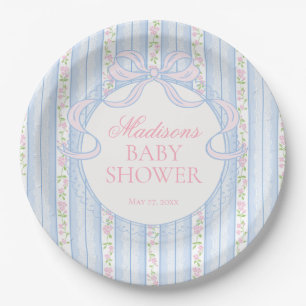 Assiettes En Carton Baby Shower Bleu Vintage Fancy Floral
