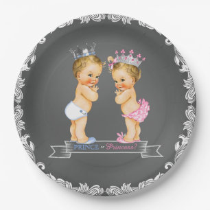 Assiettes En Carton Baby shower blond de prince et de princesse