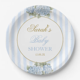 Assiettes En Carton Baby shower Blue Hydrangea