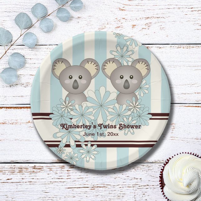 Assiettes En Carton Baby shower Blue Koala Twin / Anniversaire de enfa (Créateur téléchargé)