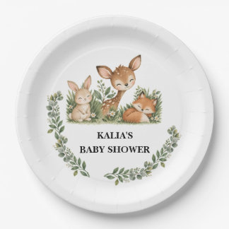 Assiettes En Carton Baby Shower Bohème Animaux de la Forêt