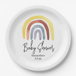 Assiettes En Carton Baby shower bohème arc-en-ciel