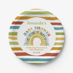 Assiettes En Carton Baby Shower Bohème Arc-en-Ciel Couleurs Primaires