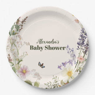 Assiettes En Carton Baby Shower Bohème Champêtre Rose Élégant