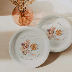 Assiettes En Carton Baby Shower Bohème Floral Café "L'amour est en tra