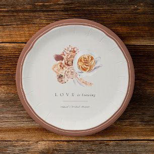 Assiettes En Carton Baby Shower Bohème Floral Café "L'amour est en tra