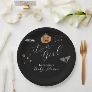 Assiettes En Carton Baby Shower Bohème Halloween C'est une Fille