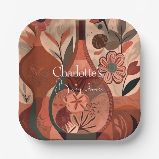 Assiettes En Carton baby shower boho (Recto)