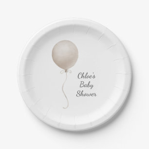 Assiettes En Carton Baby shower Boho Ballot Beige Moderne