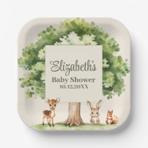 Assiettes En Carton Baby shower Boho Cute Woodland Animaux
