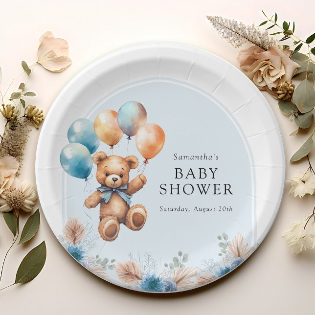 Assiettes En Carton Baby shower Boho de l'ours en peluche (Créateur téléchargé)