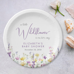 Assiettes En Carton Baby shower Boho Fleur sauvage Watercolor