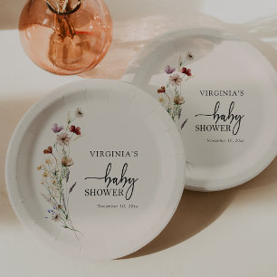 Assiettes En Carton Baby Shower Boho Fleurs des Champs