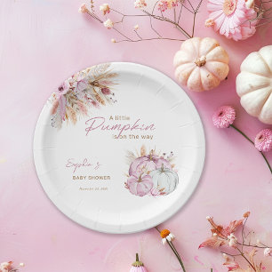 Assiettes En Carton Baby Shower Boho Floral Petites Citrouilles Roses