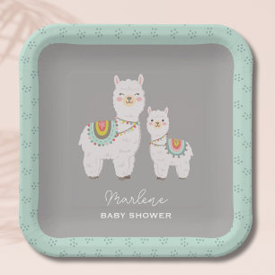 Assiettes En Carton Baby shower boho llama