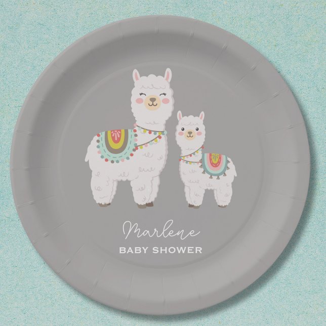 Assiettes En Carton Baby shower boho llama (Créateur téléchargé)