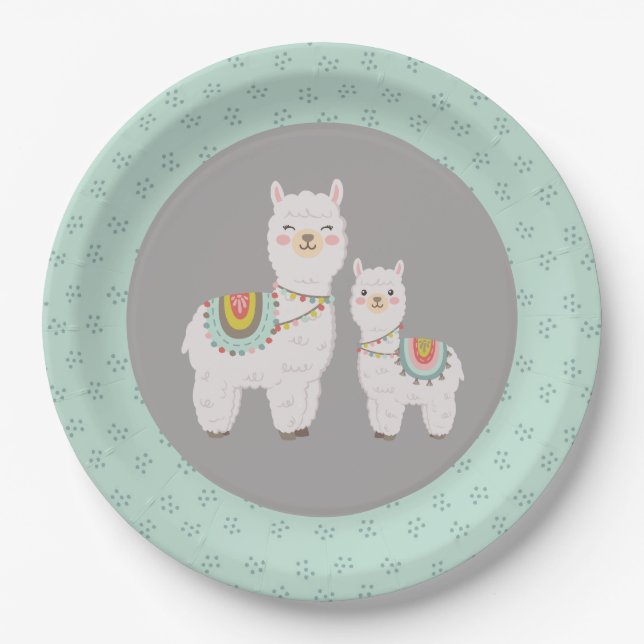 Assiettes En Carton Baby shower boho llama (Devant)