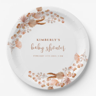 Assiettes En Carton Baby shower Boho petit Fleur sauvage neutre pour l
